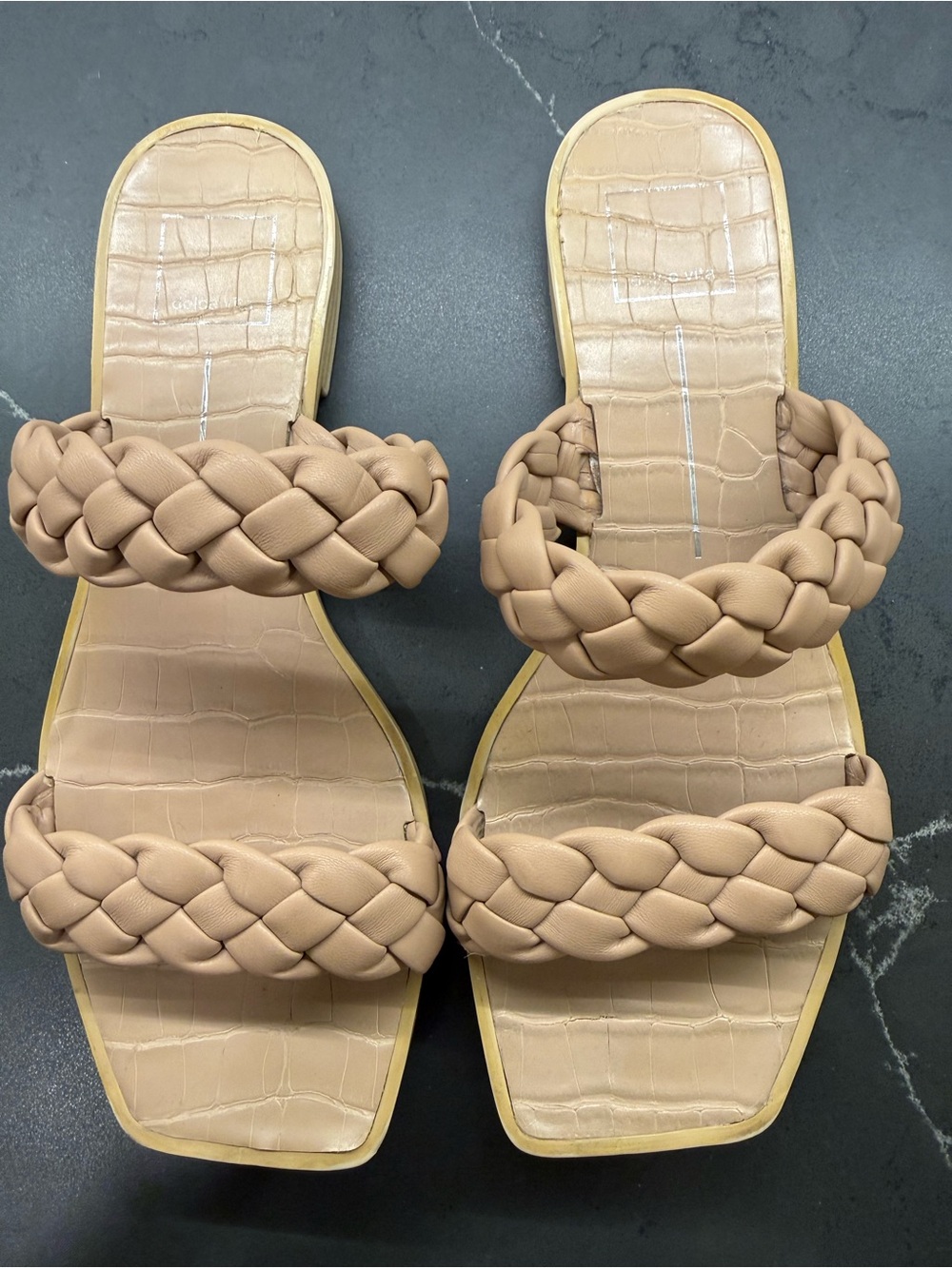 Dolce Vita Braided Double-Strap Slide Sandals - Beige
